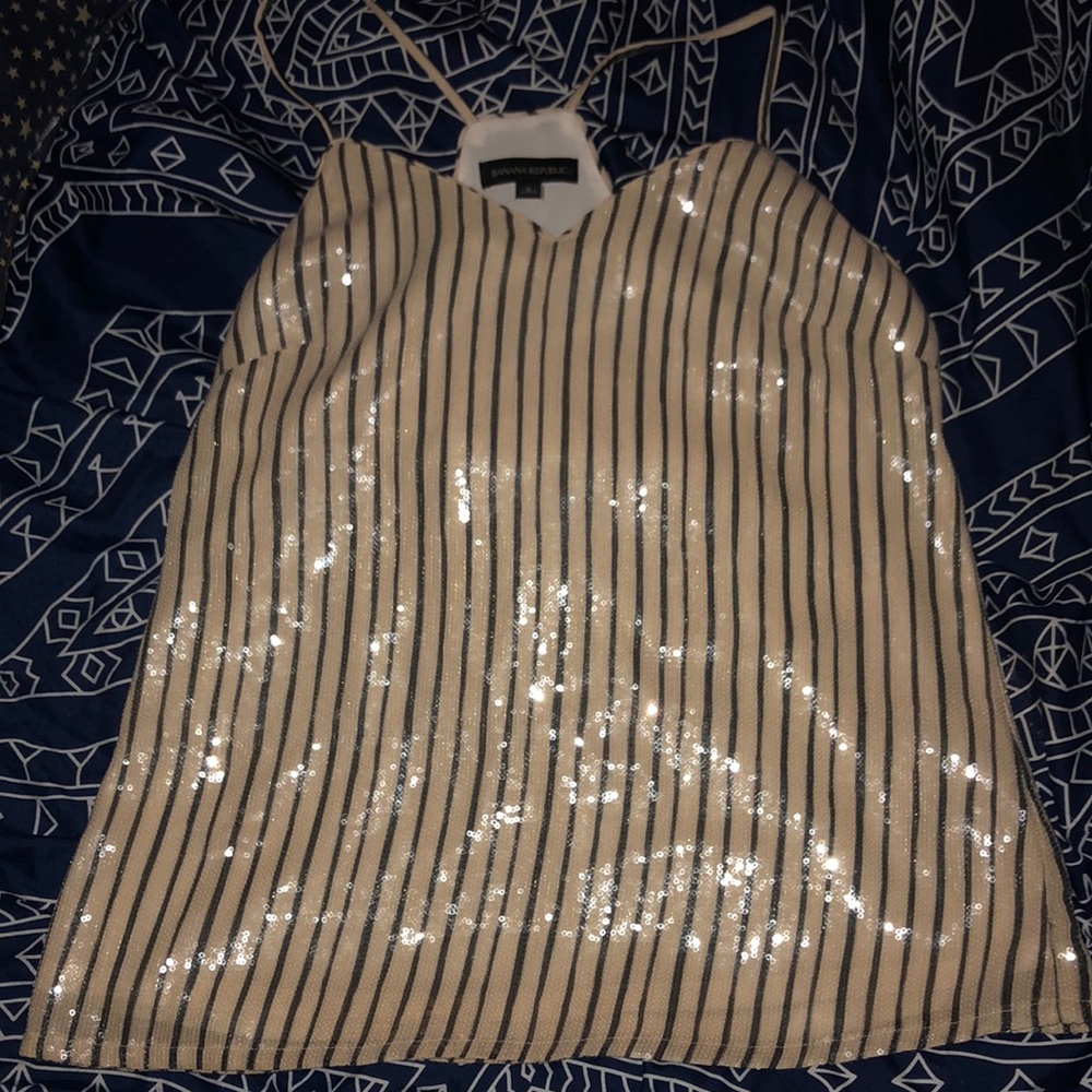 Banana Republic Striped Sequined Top